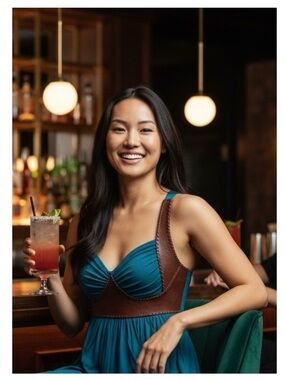new Sky ☀︎︎ Etched Leather Corset Bodice Embellished Strappy Silk Top ☀︎︎ Teal L